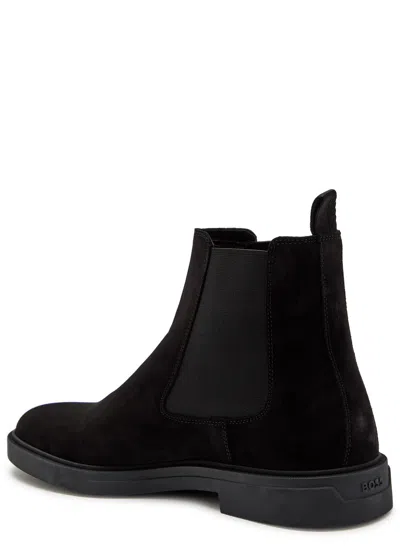 Hugo Boss Boss Calev Cleb Suede Chelsea Boots In Black