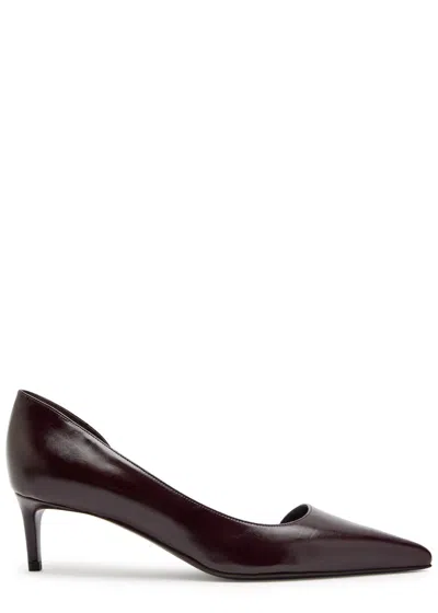 Khaite Jett Dorsay 45 Glossed Leather Pumps In Burgundy