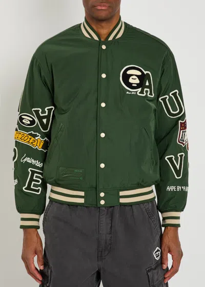 Aape Appliquéd Taffeta Bomber Jacket In Animal Print