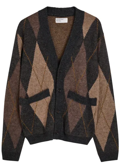 Universal Works Langdale Argyle Alpaca-blend Cardigan In Multi