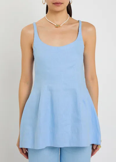 Faithfull The Brand Syna Darted Linen Top In Blue