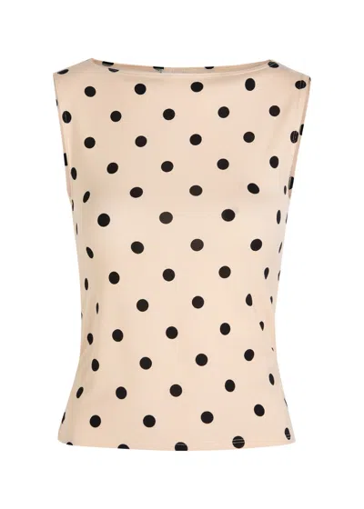Reformation Dusk Polka Dot Jersey Tank In Brown
