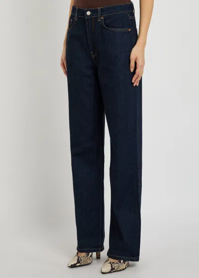 Reformation Cary Studded High Waist Slouchy Wide Leg Jeans In Blue
