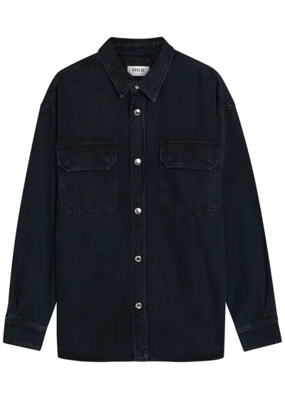 Agolde Camyrn Denim Overshirt In Animal Print