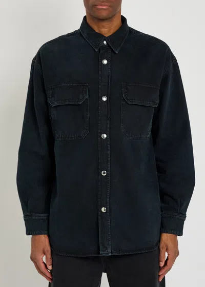 Agolde Camyrn Denim Overshirt In Animal Print