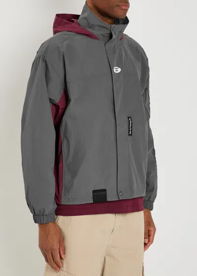 Aape Colour-block Hooded Shell Jacket In Gray