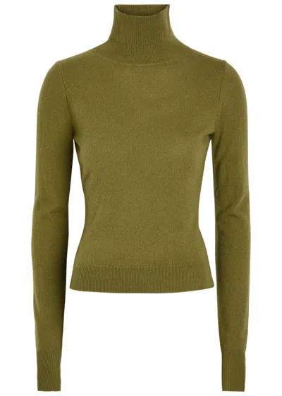 Reformation Jett Turtle-neck Cashmere Top In Green