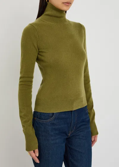 Reformation Jett Turtle-neck Cashmere Top In Green