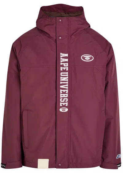 Aape Logo-appliquéd Hooded Shell Jacket In Red