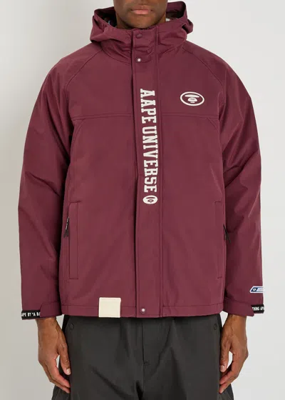 Aape Logo-appliquéd Hooded Shell Jacket In Red