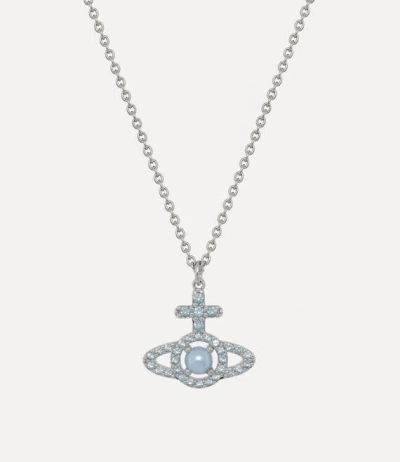 Vivienne Westwood Olympia Pearl Pendant Necklace -platinum-light-blue-pearl-blue-cz -platinum-light-blue-pearl-blue-cz