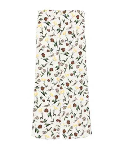 Marni Tulips-hares-print Trousers In White