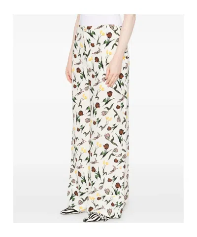 Marni Tulips-hares-print Trousers In White