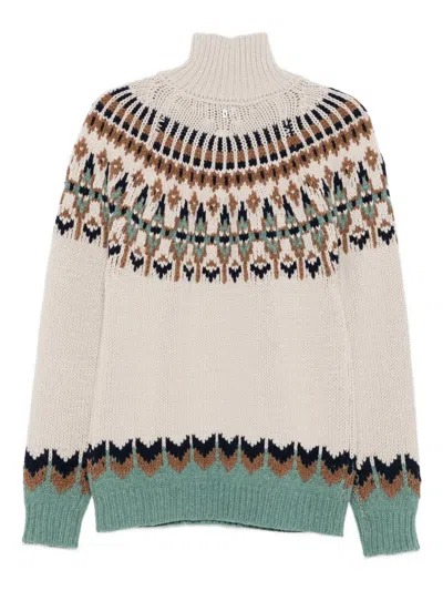 Dondup Chic Turtle Neck Knit Sweater In Brown