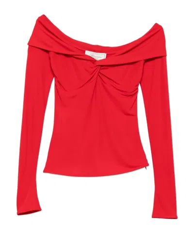 Blumarine Twist-detail Off-shoulder Top In Animal Print