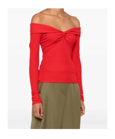 Blumarine Twist-detail Off-shoulder Top In Animal Print