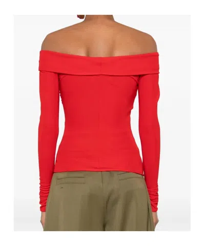 Blumarine Twist-detail Off-shoulder Top In Animal Print