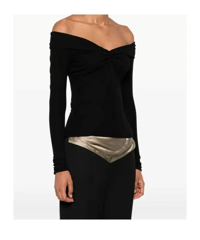 Blumarine Off-shoulder Twist-front Top In Multi