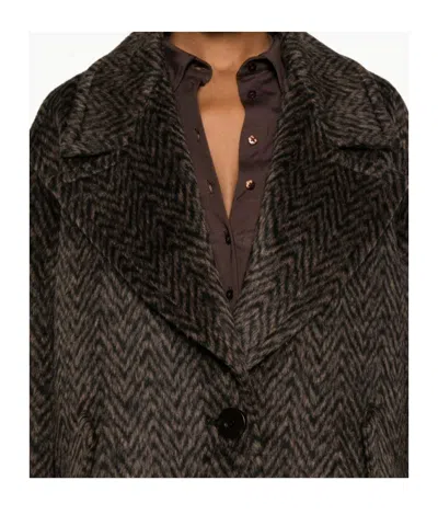 Dondup Herringbone-pattern Button Coat In Brown