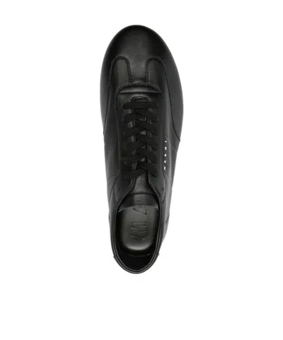 Marni Leather Lace-up Sneakers In Black