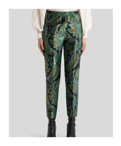 Etro Capitol Floral Jacquard Pants In Green