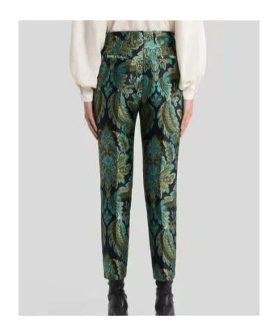 Etro Capitol Floral Jacquard Pants In Green