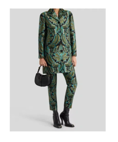 Etro Capitol Floral Jacquard Pants In Green