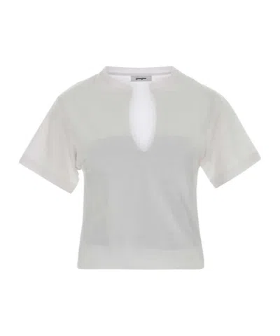 Gimaguas Alina Cropped T-shirt Keyhole Detail In Gray