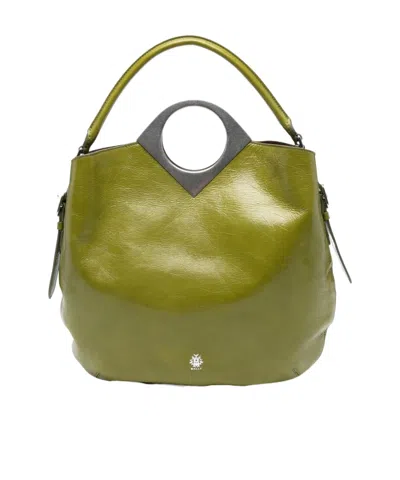 Bally Anni Moon Circular-handle Leather Tote Bag In Green
