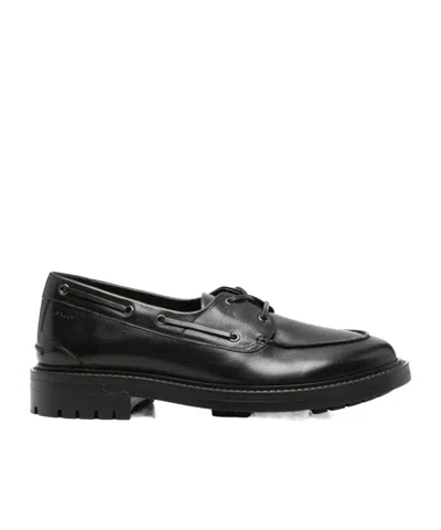 Bally Leather Boat Shoes In Black