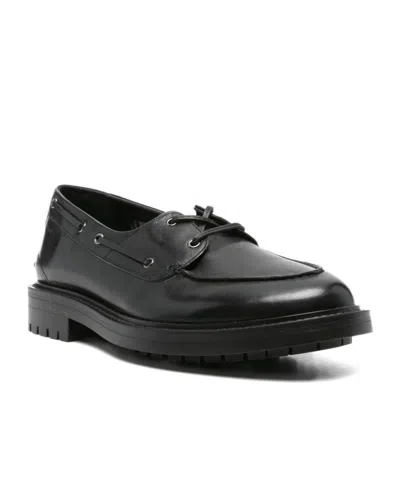 Bally Leather Boat Shoes In Black