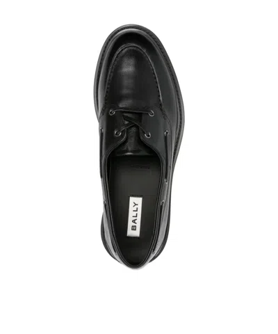 Bally Leather Boat Shoes In Black