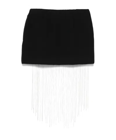 Patrizia Pepe Rhinestone-embellished Fringe Mini Skirt In Animal Print