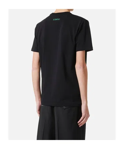 Iceberg Logo Graphic Print Short Sleeve T-shirt In Black