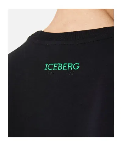 Iceberg Logo Graphic Print Short Sleeve T-shirt In Black
