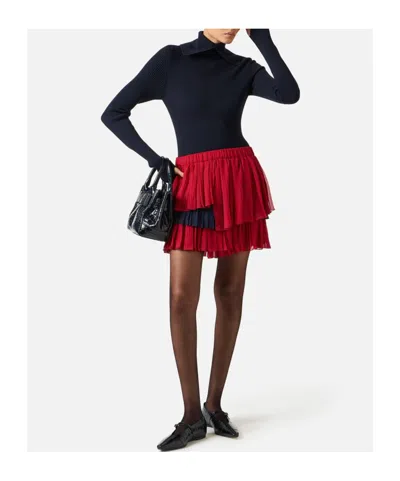 Iceberg Ruffled Pleated Skirt In Red