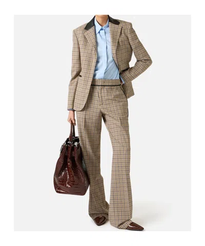 Iceberg Plaid Casual Pants In Brown