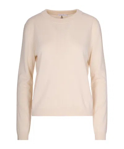 Patrizia Pepe Maglia Essential In Lana Con Dettagli In Lurex Wooly White In Pink