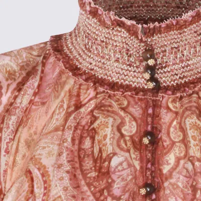 Zimmermann Wanderlust Frill Short-sleeve Blouse In Brown