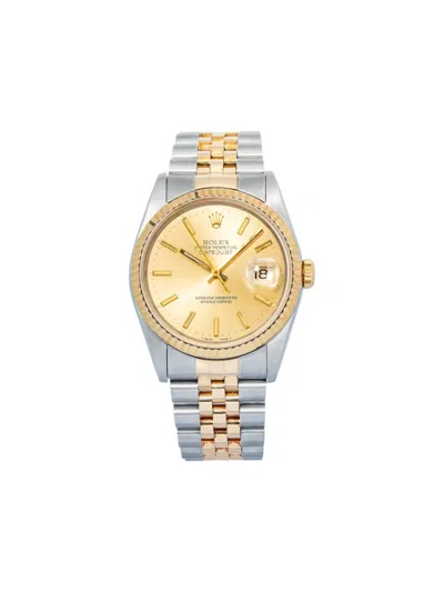 Pre-owned Rolex Datejust Fluted-bezel 36mm In Gold