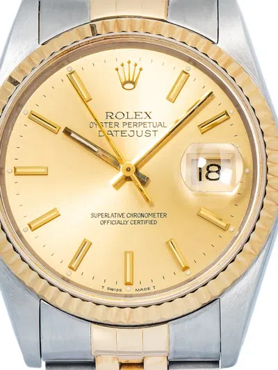 Pre-owned Rolex Datejust Fluted-bezel 36mm In Gold