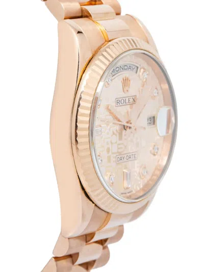 Pre-owned Rolex Day-date 18k Rose Gold Diamond 36mm In Pink