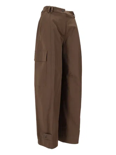 P.a.r.o.s.h Wide Leg Cargo Trousers With Adjustable Straps In Brown