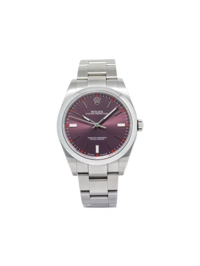 Pre-owned Rolex  Stainless Steel Oyster Perpetual 39mm In Purple
