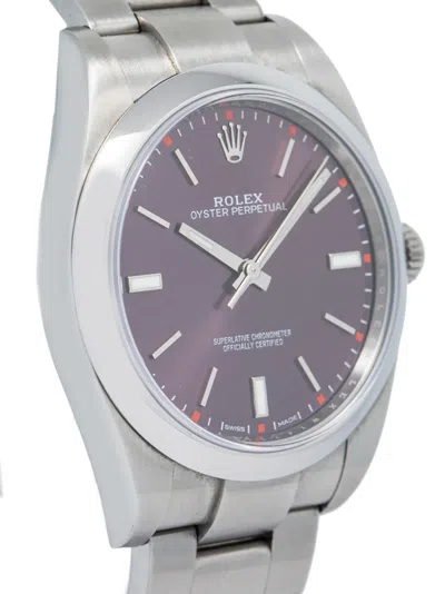Pre-owned Rolex  Stainless Steel Oyster Perpetual 39mm In Purple