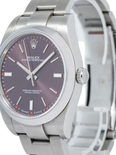 Pre-owned Rolex  Stainless Steel Oyster Perpetual 39mm In Purple