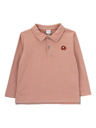Knot Beastie Stripes Embroidered Polo Shirt In Red