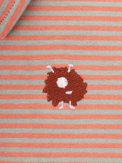 Knot Beastie Stripes Embroidered Polo Shirt In Red