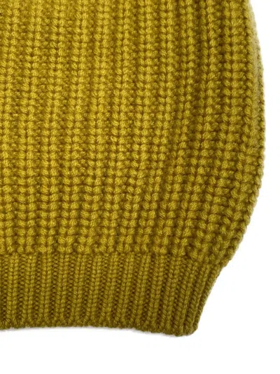 La Rose Olive Green Knitted Beanie Hat In Green