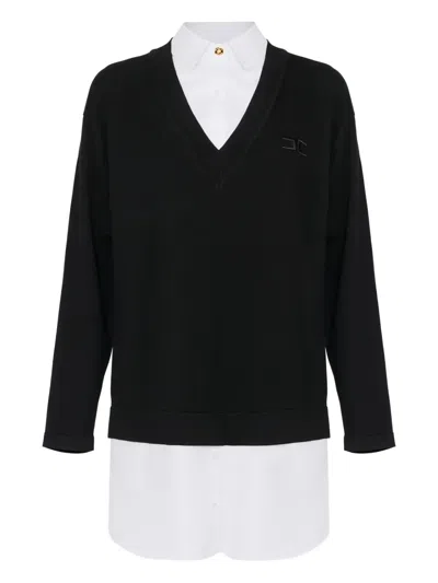 Elisabetta Franchi Layered Sweater Dress In Black